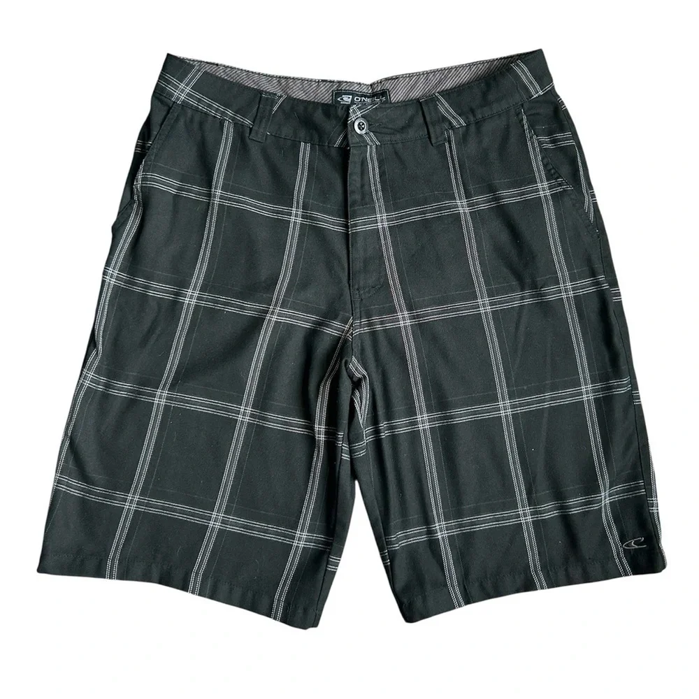 O’Neil Men’s Black with Gray and White plaid design size 34